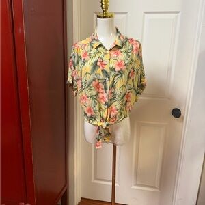 American Eagle Outfitters Floral Blouse with Tie-Front